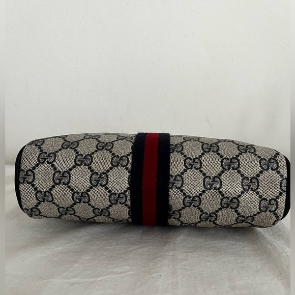 Gucci GG Supreme Red Navy Sherry Line Clutch Cosmetic Pouch Late 1970s-1984 - Picture 5 of 14
